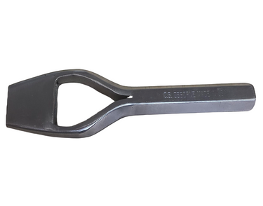 Metal bag punch tool with a handle on a white background
