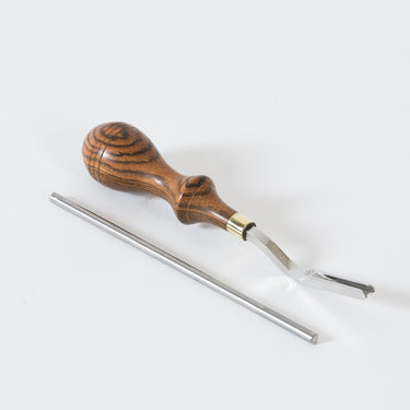 A round edger 4 tool by Ron's Tools used for leatherworking and leathercraft on a white background.