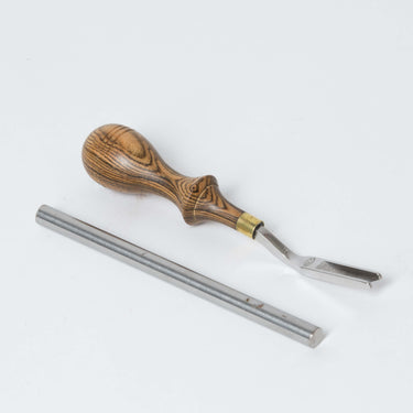 A round edger 8 tool by Ron's Tools used for leatherworking and leathercraft on a white background.