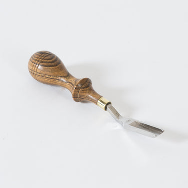 A straight french edger 5 tool by Ron's Tools used for leatherworking and leathercraft on a white background.