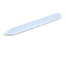 A white bone folder placed on a smooth white background.