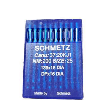 A pack of SCHMETZ sewing machine needles placed on a white background.