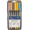 A pack of six leather dye pens in various bright colors, packaged in a clear plastic case with the brand 'Realeather' displayed at the top.