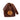 A brown drawstring bag with a leather accent and a metal clasp, displayed on a white background.