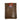 A brown leather ribbon wallet with a snap closure and embossed logo on the front.