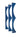 Three blue plastic strips with measurement markings on a white background