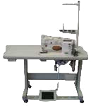 A Cobra Class 5550BB boot top sewing machine with a flat bed stand, locking casters, multiple bobbins, and sewing accessories.