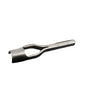 A metal round end punch tool lying on a white surface