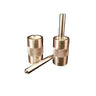 Two metal snap setters with a textured grip, one standing upright and the other lying horizontally, on a white background.