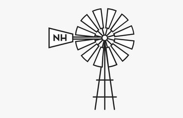 Line drawing of a windmill which is the design theme for a valet tray tooling pattern.