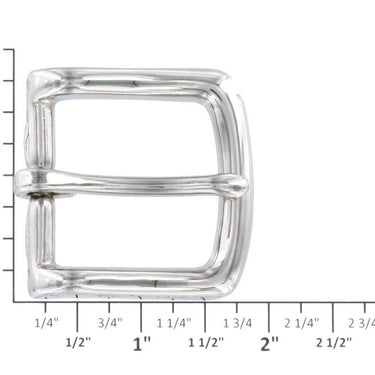 B1049 Nickel Plate, Heel Bar Buckle, Solid Brass-LL, Multiple Sizes