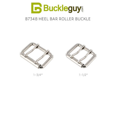 B7348 Nickel Plate, Double Prong Roller Buckle, Solid Brass-LL, Multiple Sizes