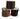 Three spools of leather lace in light brown, dark brown, and black colors, placed on a wooden surface.